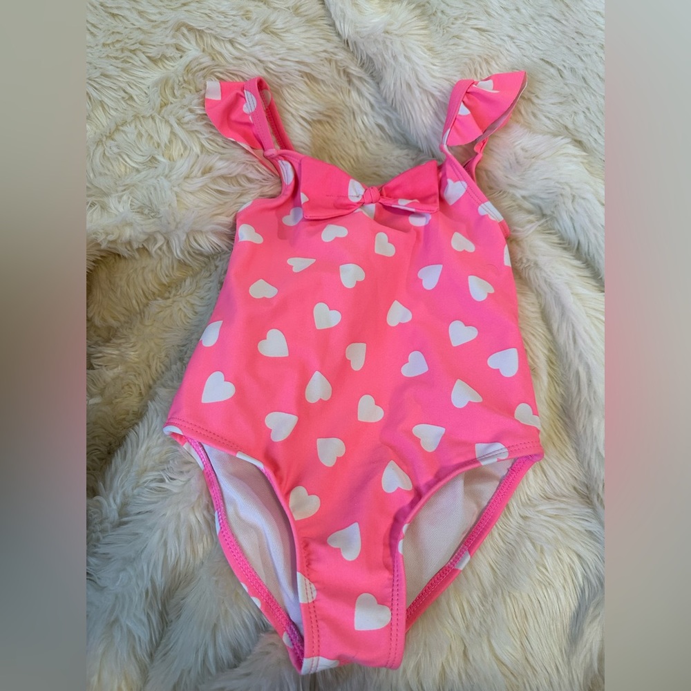 Carters brand girls 3t pink heart swimsuit